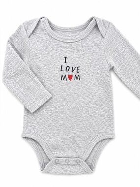 H&M Gray Long-Sleeve Baby One-Piece with Red Heart